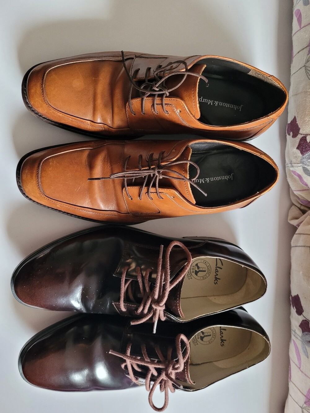 2 Pair Bundle Johnson & Murphy, Clark's Leather Lace Up Oxfords Men's Size 7